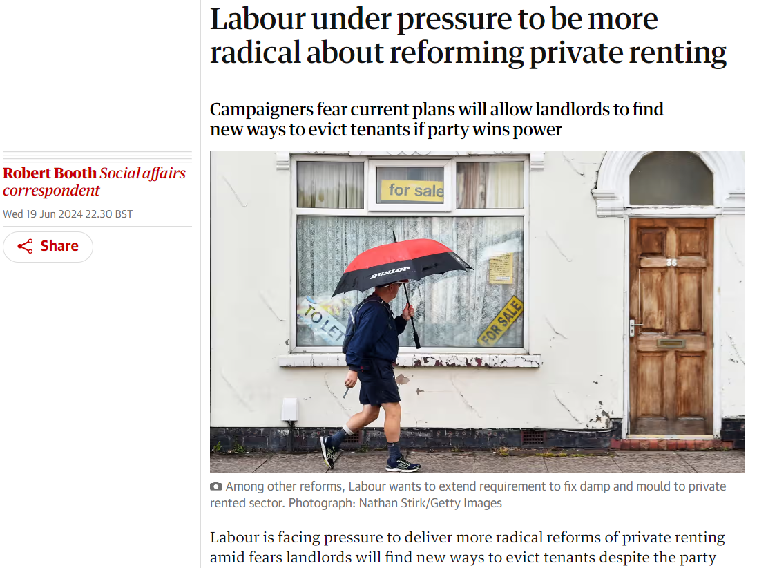 Robert Booth, The Guardian: Labour under pressure to be more radical about reforming private renting