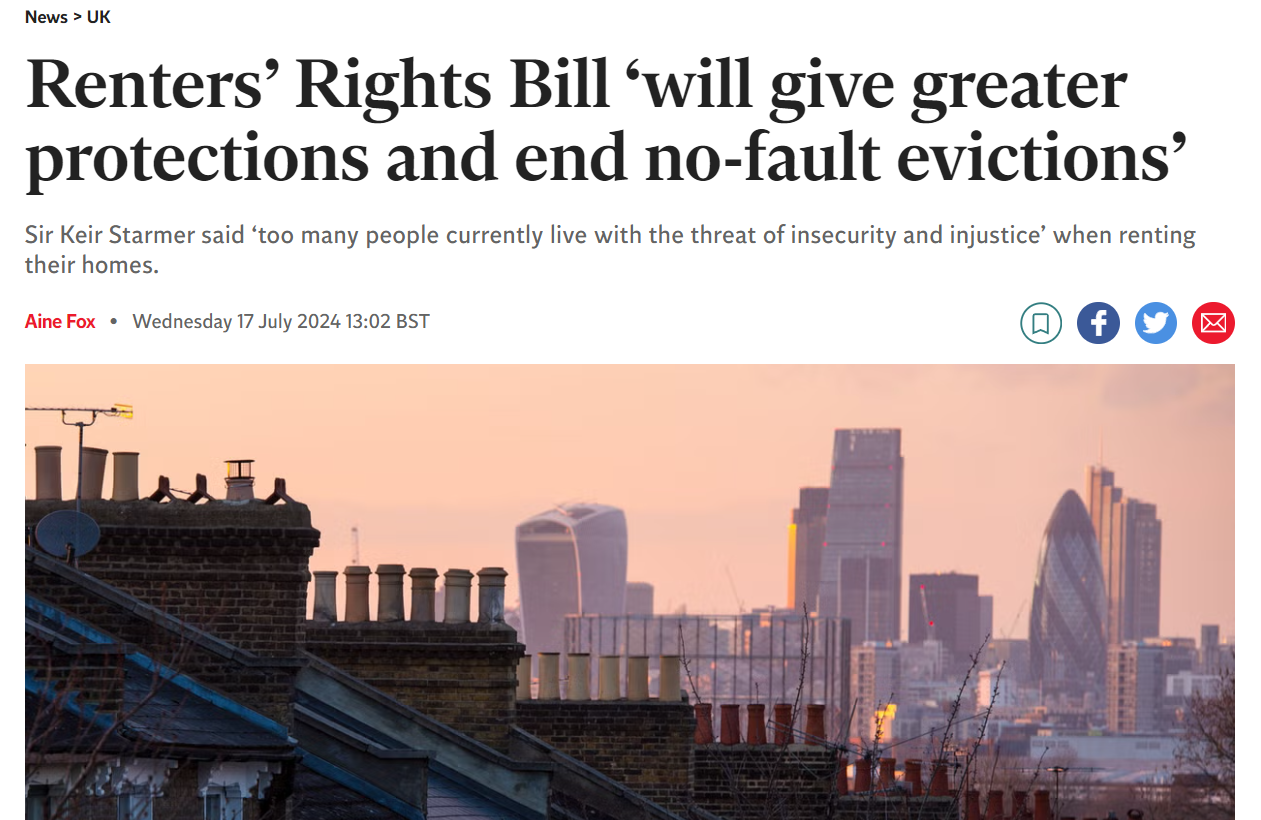 Aine Fox, Independent: Renters’ Rights Bill ‘will give greater protections and end no-fault evictions’