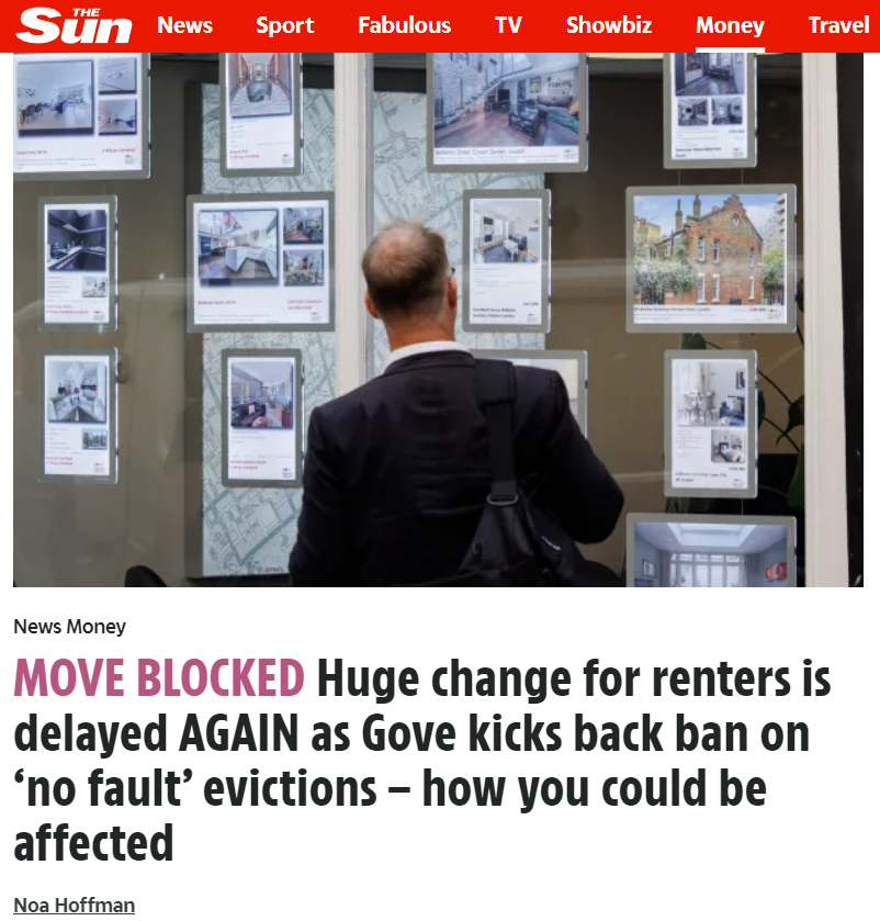 Noa Hoffman, The Sun: Huge change for renters is delayed AGAIN as Gove kicks back ban on ‘no fault’ evictions