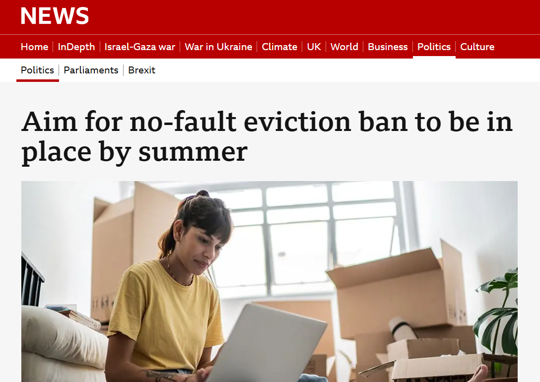 Becky Morton and Jennifer McKiernan, BBC News: Aim for no-fault eviction ban to be in place by summer
