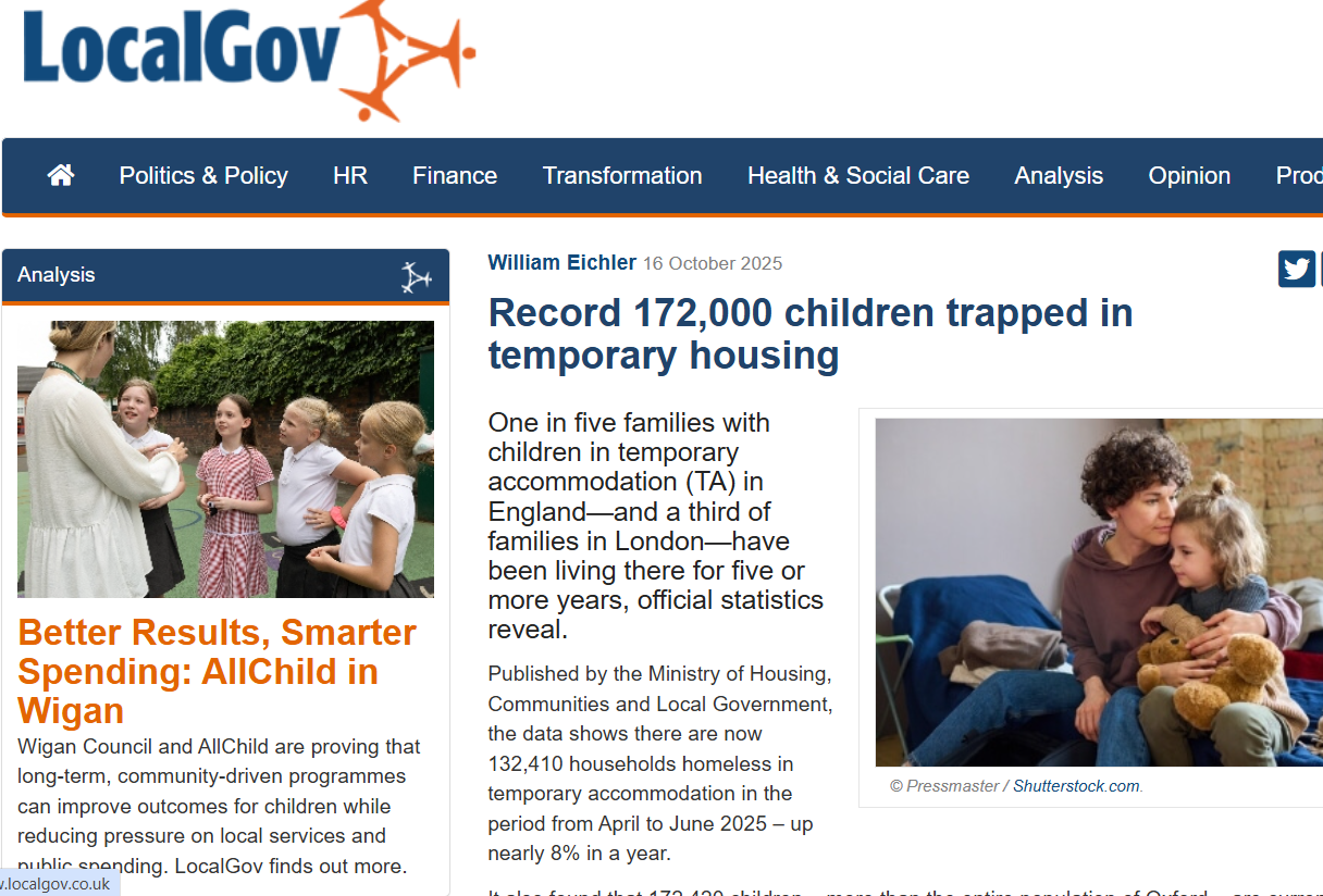 William Eichler, LocaGov: 172,000 children trapped in temporary housing