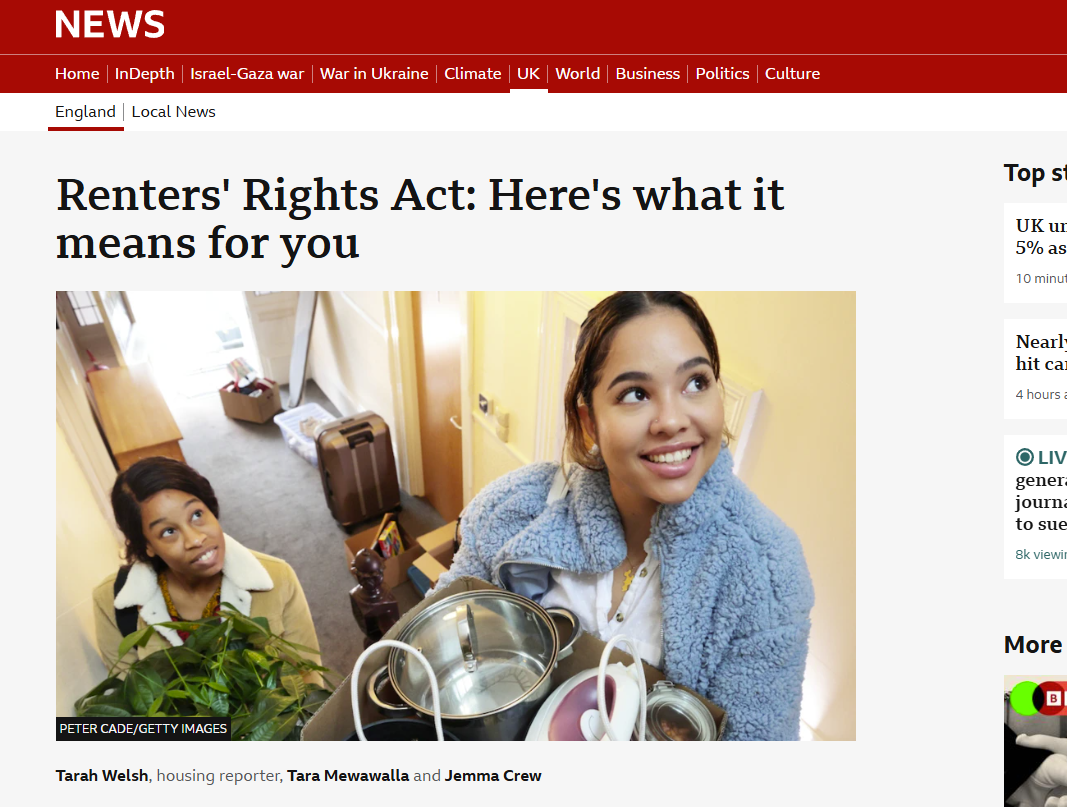 Tarah Welsh, Tara Mewawalla, BBC News: Renters' Rights Act: Here's what it means for you