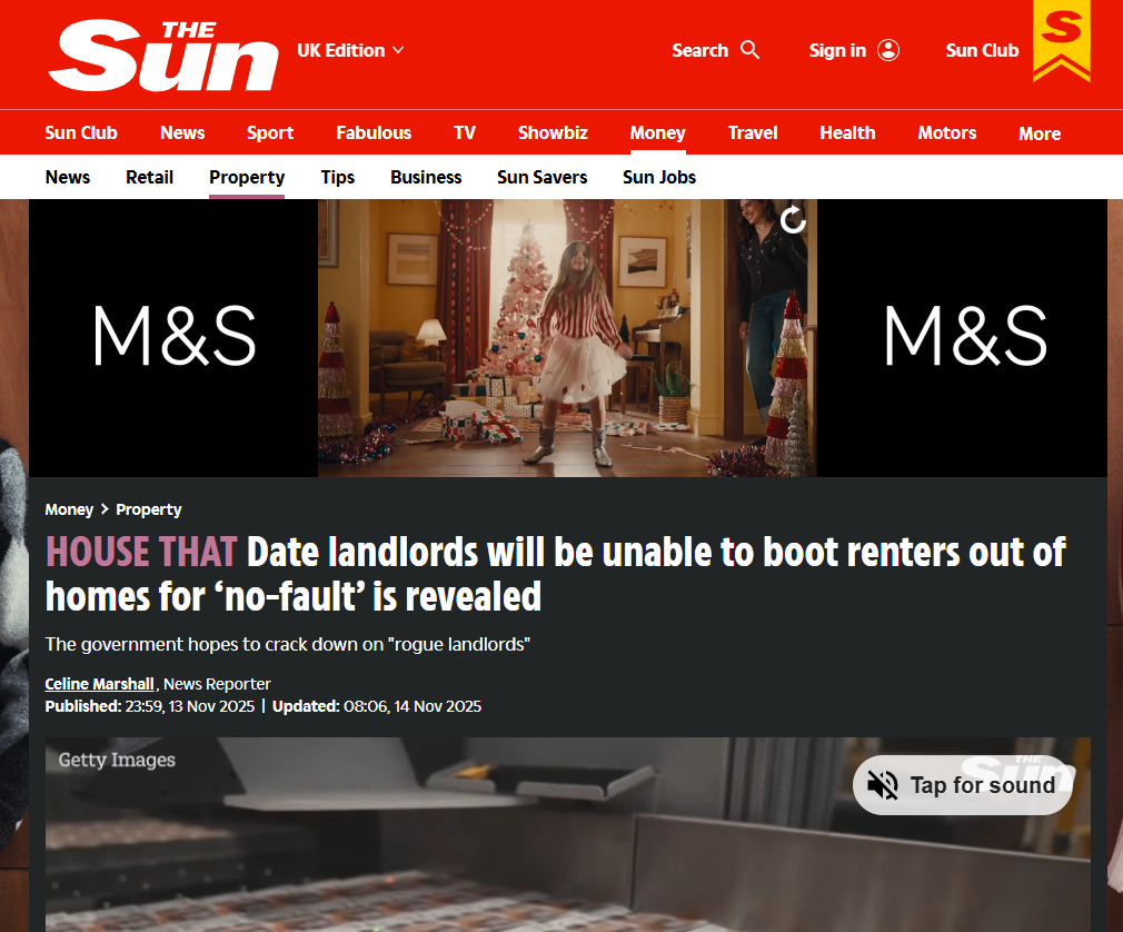 Celine Marshall, the Sun: Date landlords will be unable to boot renters out of homes for ‘no-fault’ is revealed