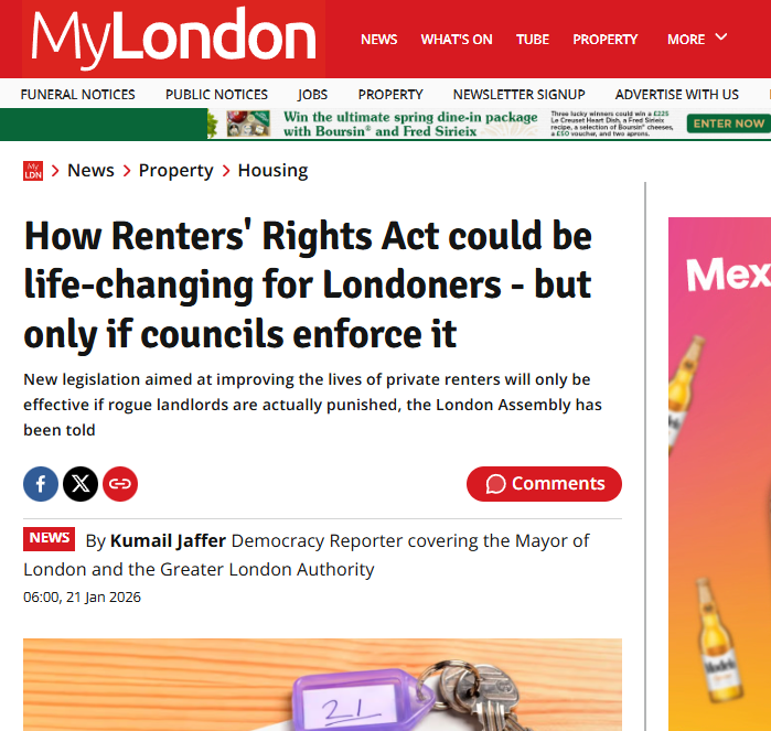 Kumail Jaffer, MyLondon: How Renters' Rights Act could be life-changing for Londoners - but only if councils enforce it
