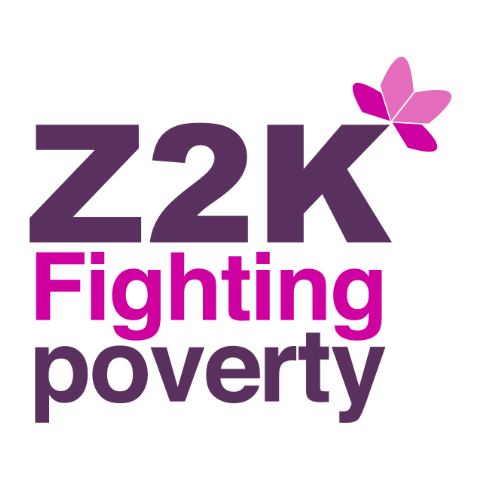Z2K logo, with text "Fighting poverty"