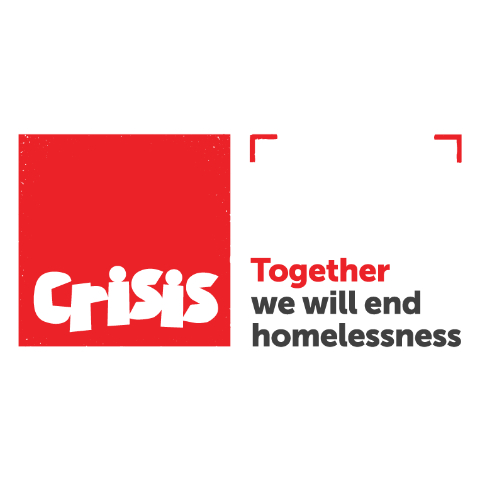 Crisis logo, with text "Together we will end homelessness"