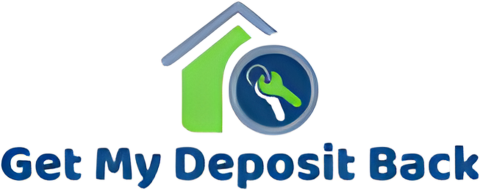 A logo of a green house with keys in a blue circle, with 'Get My Deposit Back' below