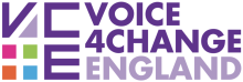 A purple logo reading 'Voice4Change England'