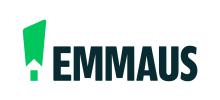 Logo with a green exclamation mark and black text reading 'Emmaus'